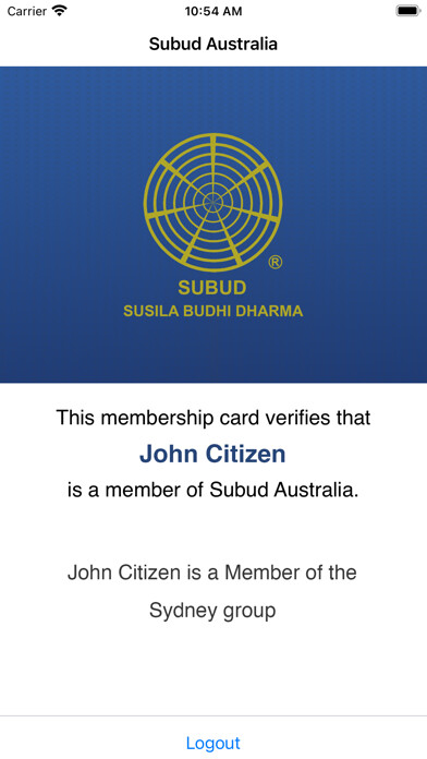 Emulate iPhone app Subud Membership Card using MyAndroid