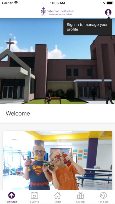 Emulate iPhone app Suburban Bethlehem Lutheran using MyAndroid