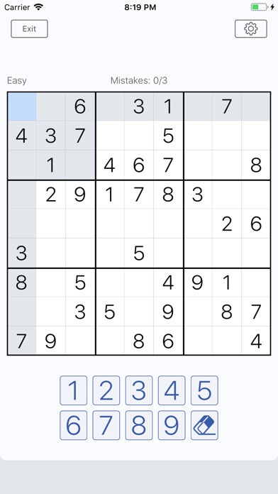 Emulate iPhone app Sudoku - Classic Edition. using MyAndroid