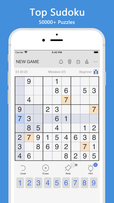 Emulate iPhone app Sudoku - Easy Logic Game using MyAndroid