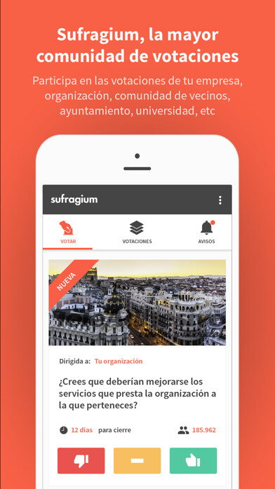 Emulate iPhone app Sufragium, ¡tu voto cuenta! using MyAndroid