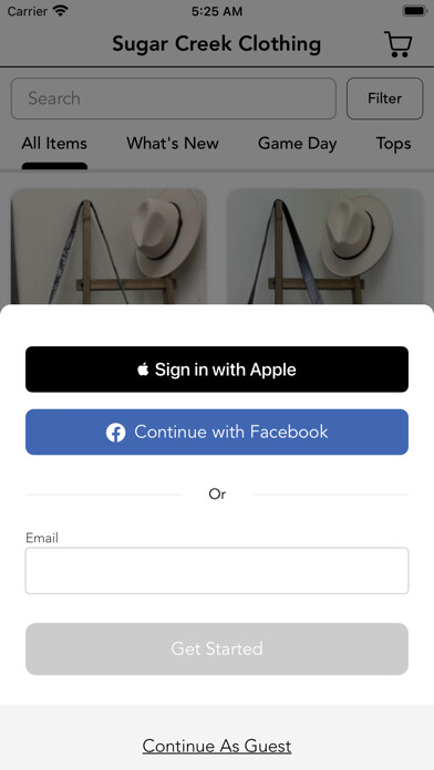 Emulate iPhone app Sugar Creek Clothing using MyAndroid