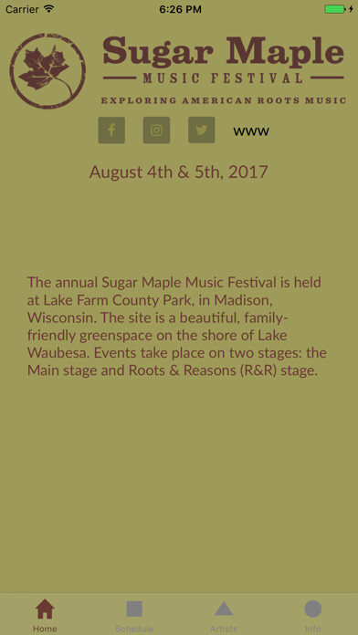 Emulate iPhone app Sugar Maple Music Festival using MyAndroid Emulate iPhone app Sugar Maple Music Festival using MyAndroid