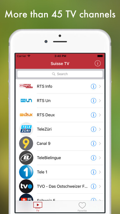 Emulate iPhone app Suisse TV - Fernsehen die Schweiz live using MyAndroid