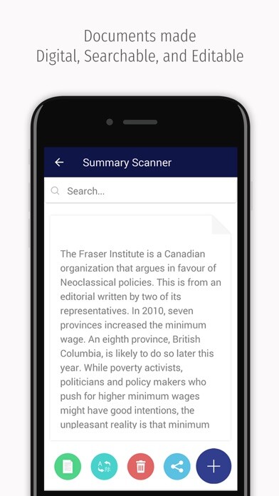 Emulate iPhone app Summary Scanner using MyAndroid