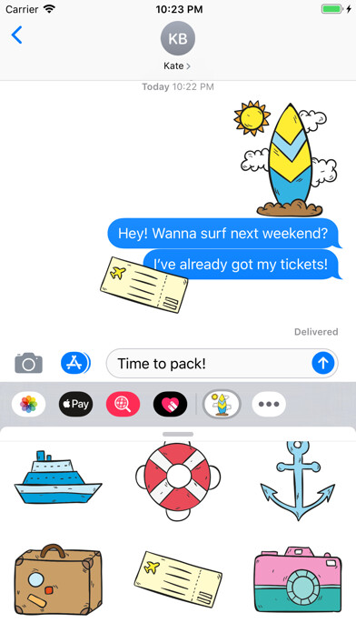 Emulate iPhone app Summer Vacation Stickers using MyAndroid
