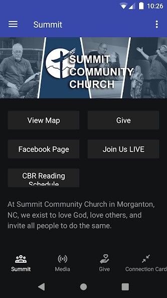 Emulate iPhone app Summit Community Church - NC using MyAndroid