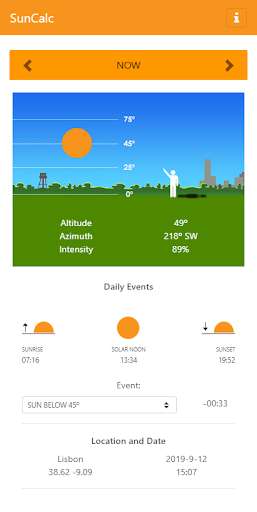 Run android online APK SunCalc - Sun position, sunrise and sunset time from MyAndroid or emulate SunCalc - Sun position, sunrise and sunset time using MyAndroid