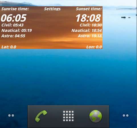 Run android online APK Sunrise widget from MyAndroid or emulate Sunrise widget using MyAndroid