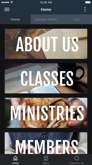 Emulate iPhone app Sunset Church of Christ using MyAndroid