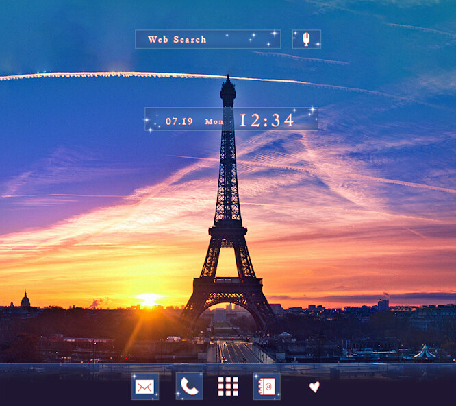 Run android online APK Sunset in Paris Theme +HOME from MyAndroid or emulate Sunset in Paris Theme +HOME using MyAndroid