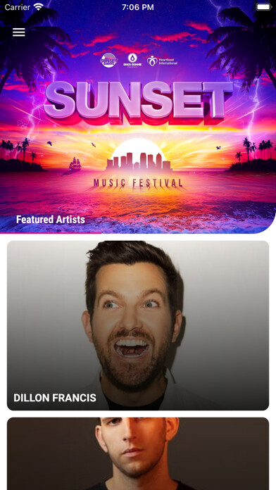 Emulate iPhone app Sunset Music Festival 2022 using MyAndroid