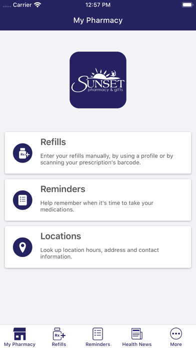 Emulate iPhone app Sunset Pharmacy using MyAndroid