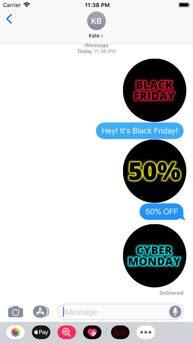 Emulate iPhone app Super Black Friday Stickers using MyAndroid Emulate iPhone app Super Black Friday Stickers using MyAndroid