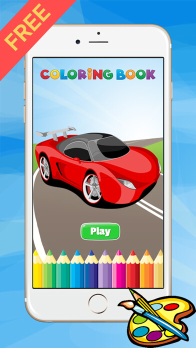 Emulate iPhone app Super Car Coloring Book - Vehicle drawing for kid free game, Paint and color games HD for good kid using MyAndroid