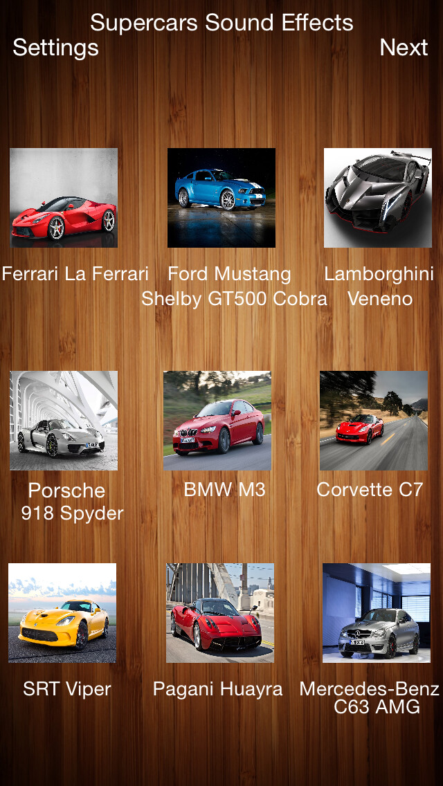 Emulate iPhone app Supercars Sound Effects Free using MyAndroid