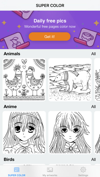 Emulate iPhone app Super Color Coloring Book using MyAndroid Emulate iPhone app Super Color Coloring Book using MyAndroid