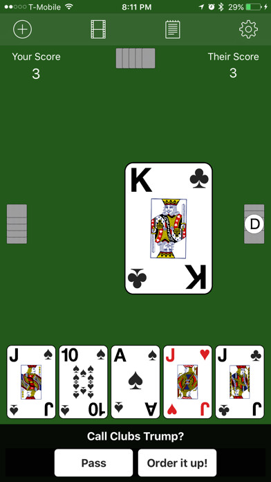 Emulate iPhone app Super Euchre! using MyAndroid