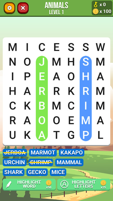 Emulate iPhone app Super Find Word using MyAndroid