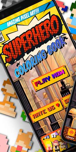 Run android online APK Superhero coloring book pixel art from MyAndroid or emulate Superhero coloring book pixel art using MyAndroid