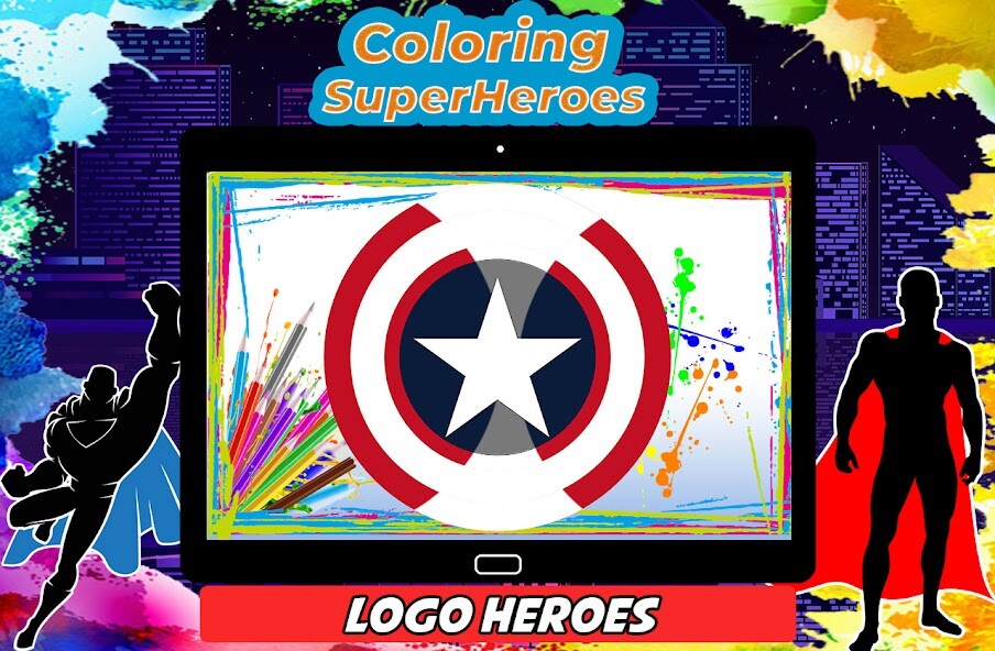 Run android online APK SuperHeroes Coloring Page from MyAndroid or emulate SuperHeroes Coloring Page using MyAndroid