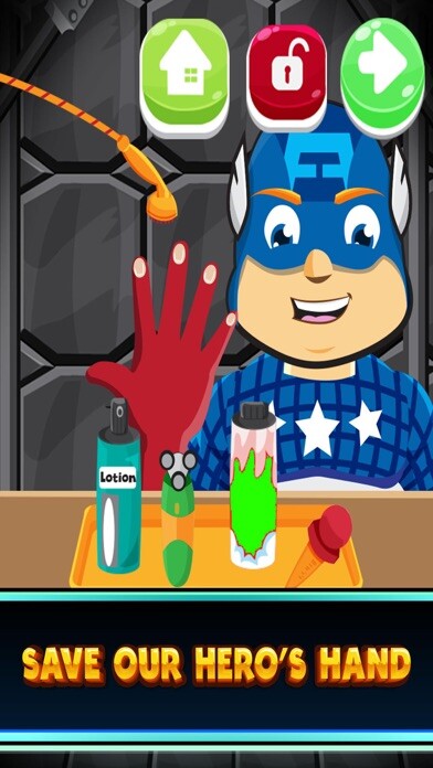 Emulate iPhone app Superhero Hand Doctor Game using MyAndroid