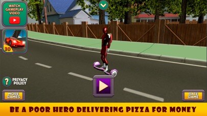 Emulate iPhone app Superhero Hoverboard Pizza Delivery using MyAndroid
