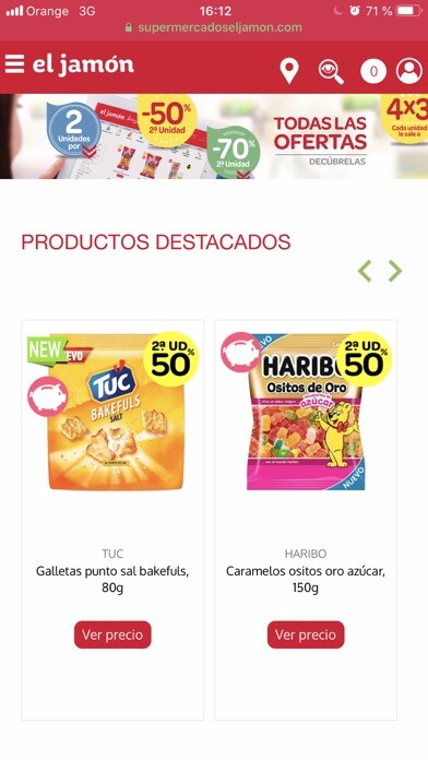 Emulate iPhone app Supermercado El Jamón using MyAndroid