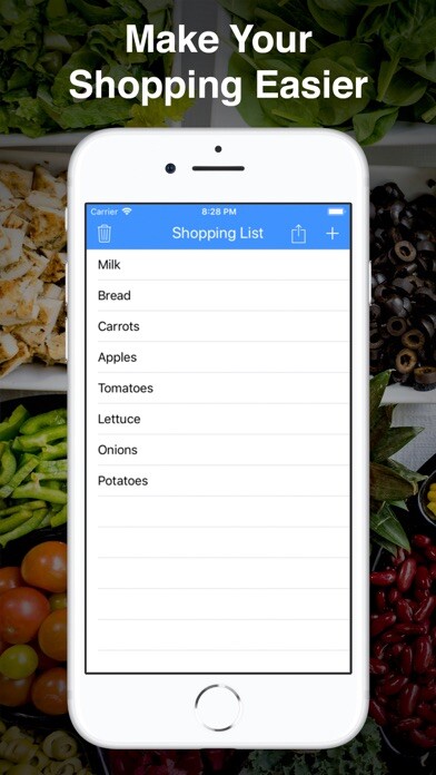 Emulate iPhone app Super Simple Shopping List using MyAndroid