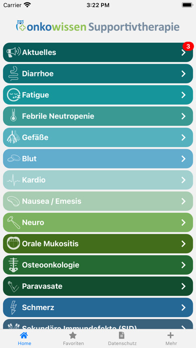 Emulate iPhone app Supportivtherapie onkowissen using MyAndroid