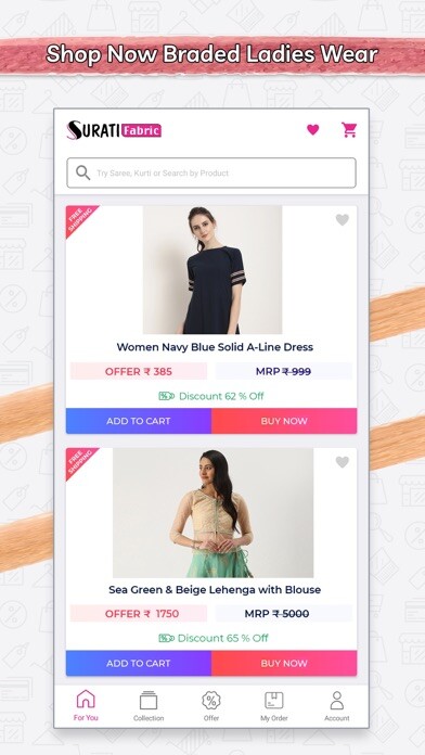 Emulate iPhone app Surati Fabric : Sarees Kurtis using MyAndroid