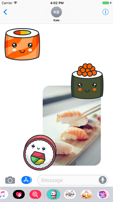 Emulate iPhone app Sushi Kawaii Stickers using MyAndroid