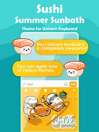 Run android online APK Sushi Summer Sunbath Keyboard Theme for Girls from MyAndroid or emulate Sushi Summer Sunbath Keyboard Theme for Girls using MyAndroid