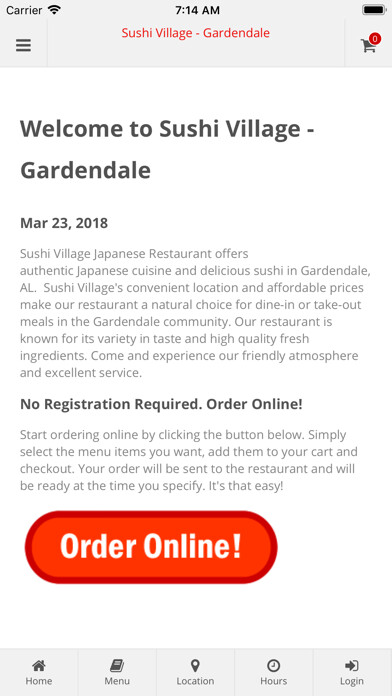 Emulate iPhone app Sushi Village Gardendale using MyAndroid Emulate iPhone app Sushi Village Gardendale using MyAndroid
