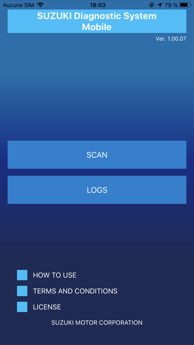 Emulate iPhone app SuzukiDiagnosticSystem Mobile using MyAndroid