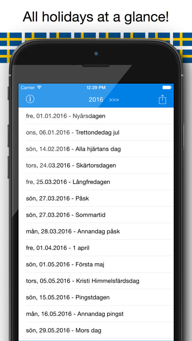 Emulate iPhone app Svenska Helgdagar - Kalender 2016 i Sverige för Semester och Lov Planering using MyAndroid Emulate iPhone app Svenska Helgdagar - Kalender 2016 i Sverige för Semester och Lov Planering using MyAndroid