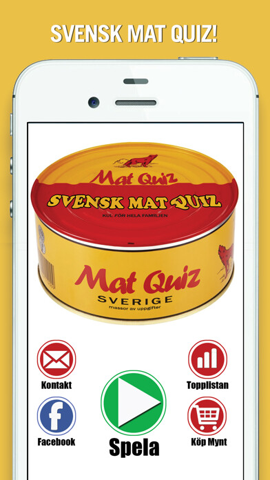 Emulate iPhone app Svensk Mat Quiz using MyAndroid