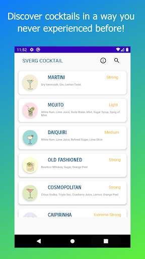 Run android online APK Sverg Cocktail Recipes from MyAndroid or emulate Sverg Cocktail Recipes using MyAndroid