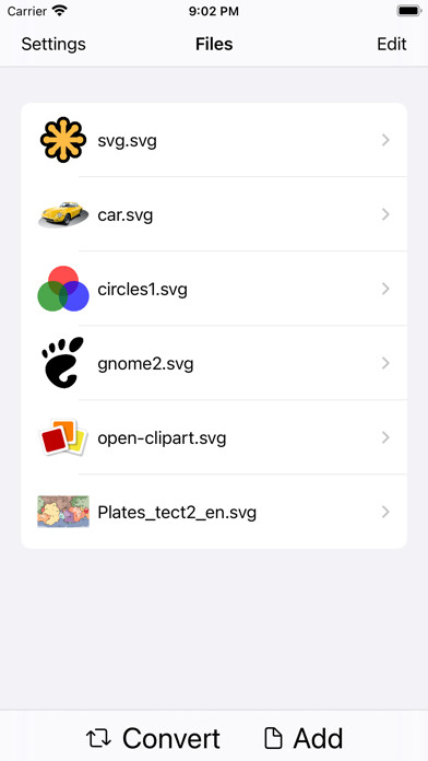 Emulate iPhone app Svg Converter using MyAndroid