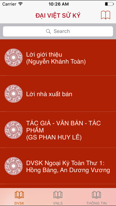 Emulate iPhone app Sử Việt Toàn Thư using MyAndroid