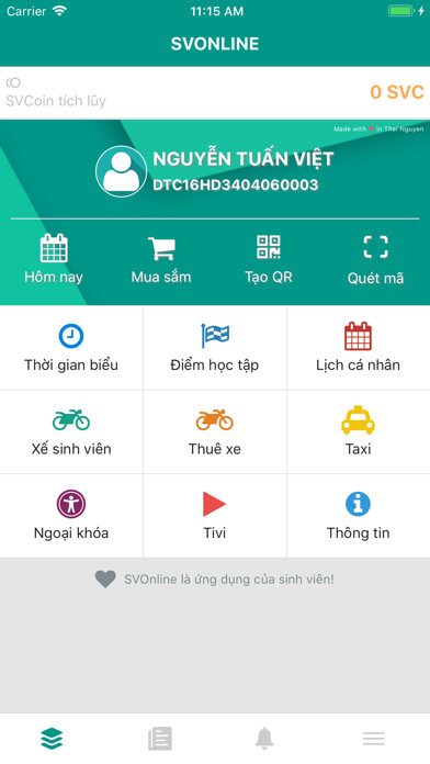 Emulate iPhone app SVOnline - Tiện ích sinh viên using MyAndroid
