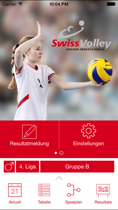 Emulate iPhone app SVRI Innerschweizer Volleyball using MyAndroid