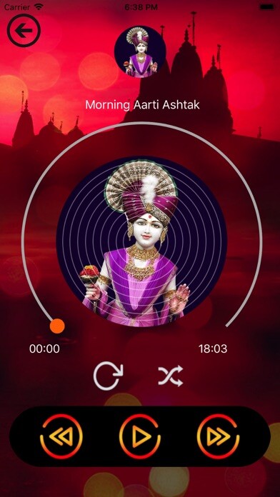 Emulate iPhone app Swaminarayan Kirtan Aarti using MyAndroid