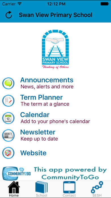Emulate iPhone app Swan View Primary School using MyAndroid