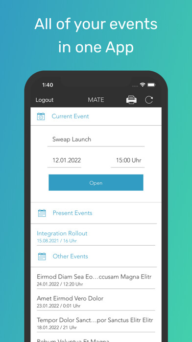 Emulate iPhone app Sweap Guestlist using MyAndroid