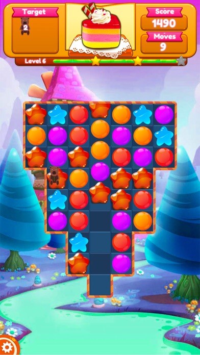Emulate iPhone app Sweet Candy Blast Fruit puzzle using MyAndroid