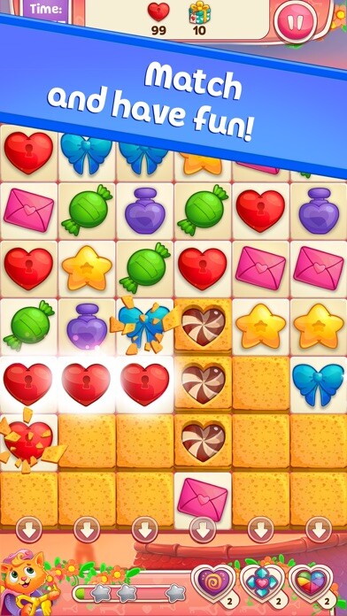 Emulate iPhone app Sweet Hearts Match 3 using MyAndroid