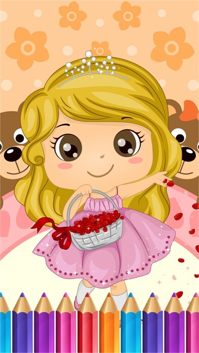 Emulate iPhone app Sweet Little Girl Coloring Book Art Studio Paint and Draw Kids Game Valentine Day using MyAndroid
