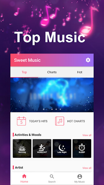 Run android online APK Sweet Music-Music, Video, Album, List, Favourite from MyAndroid or emulate Sweet Music-Music, Video, Album, List, Favourite using MyAndroid