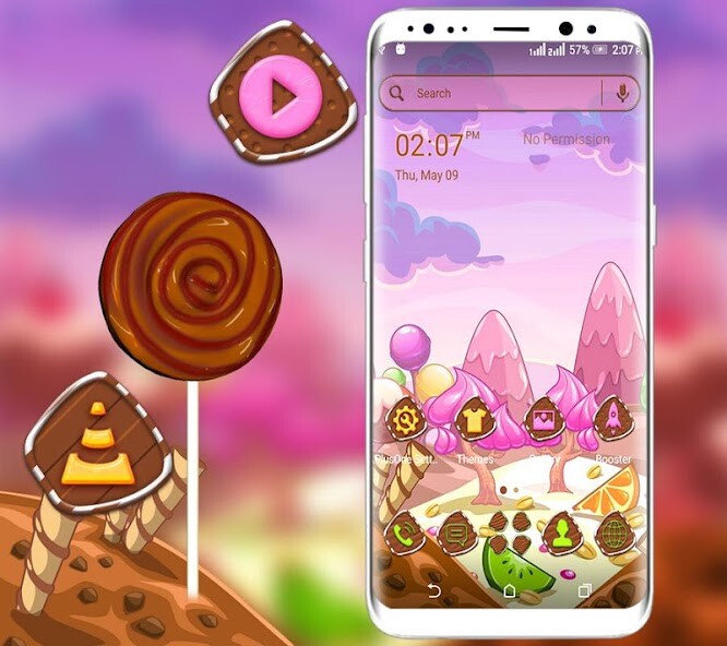 Run android online APK Sweet Pink Choco Candy Theme from MyAndroid or emulate Sweet Pink Choco Candy Theme using MyAndroid